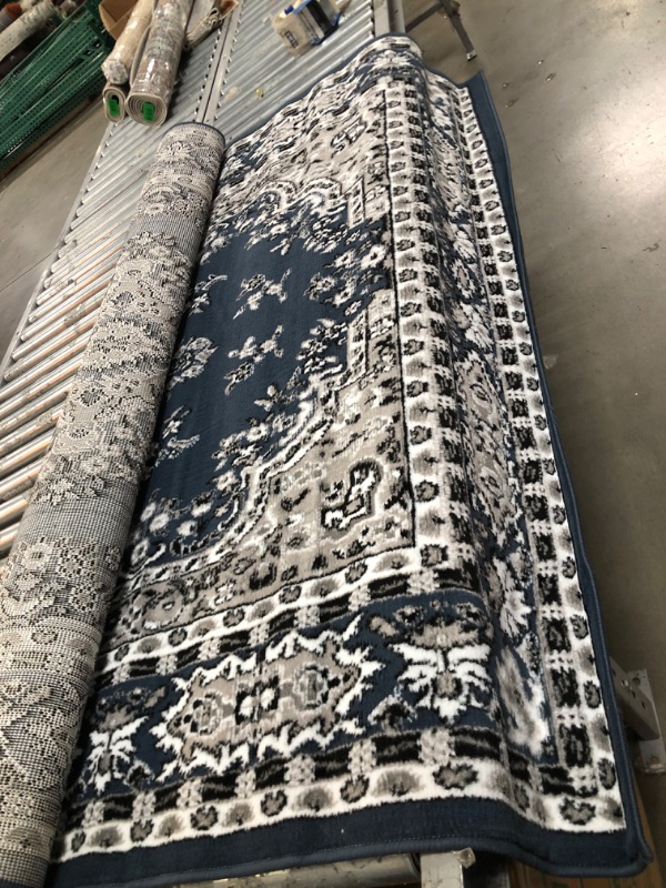 Photo 2 of ***USED,DIRTY**
BLUE,WHITE,BLACK PREMIUM RUG 5'2" X 7'4" 