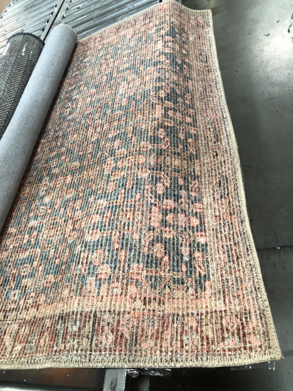 Photo 2 of ***USED,DIRTY**
Angela Rose x Loloi Aubrey Collection AUB-04 Blue / Terracotta, Traditional 3'-9" x 5'-6" Accent Rug Blue / Terracotta 3'-9" x 5'-6"