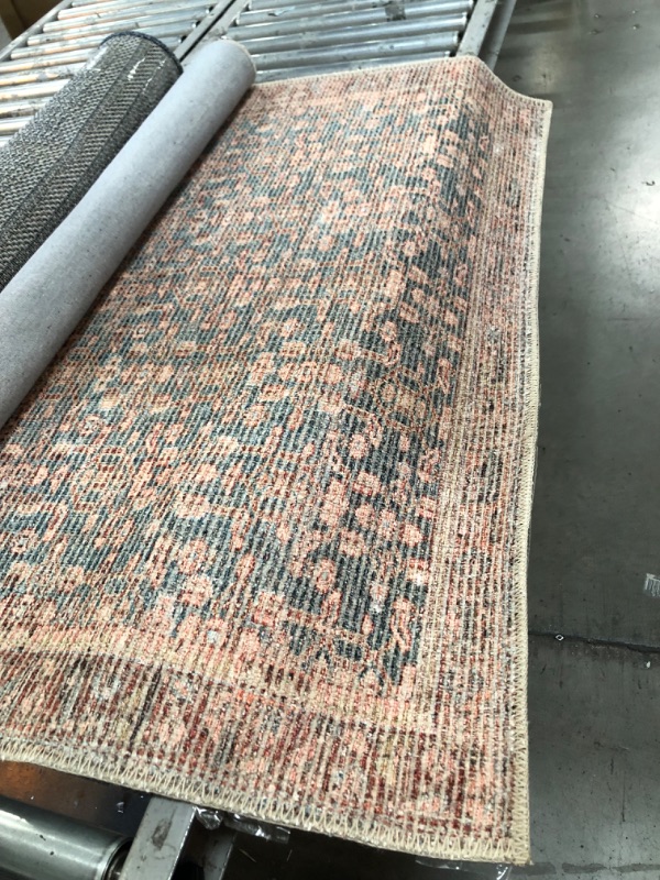 Photo 4 of ***USED,DIRTY**
Angela Rose x Loloi Aubrey Collection AUB-04 Blue / Terracotta, Traditional 3'-9" x 5'-6" Accent Rug Blue / Terracotta 3'-9" x 5'-6"