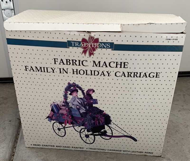 Photo 1 of FABRIC MACHE FAMILY IN HOLIDAY CARRAIGE