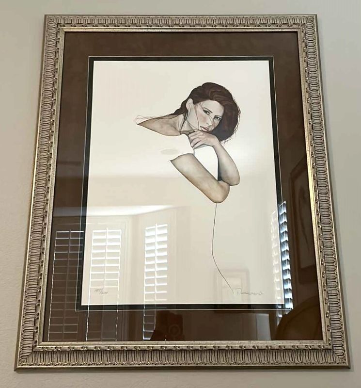 Photo 11 of HOME DECOR, ARTIST SIGNED AND NUMBERED, ROSAMOND 1885/2000, YOUNG WOMAN, FRAMED ARTWORK 31“ x 38“