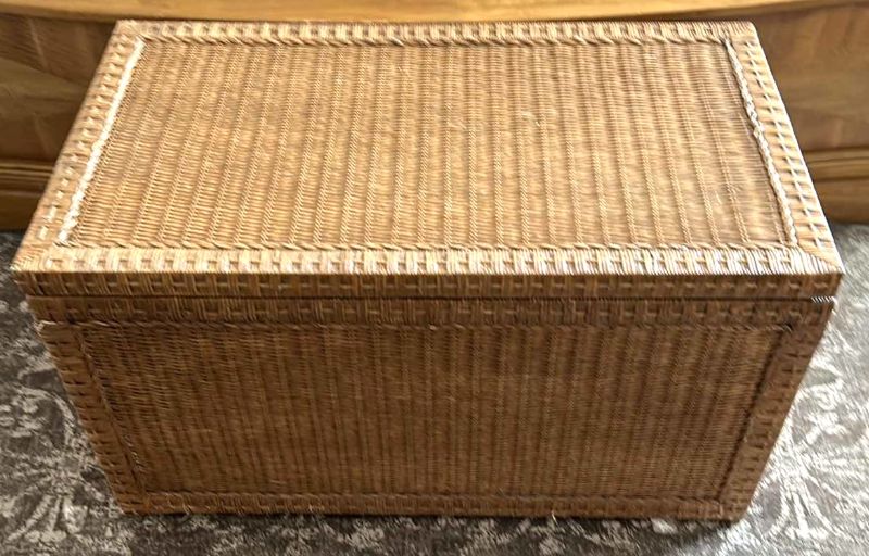 Photo 1 of LARGE WICKER CEDAR LINED TRUNK 36” x 20” x 20.5”.