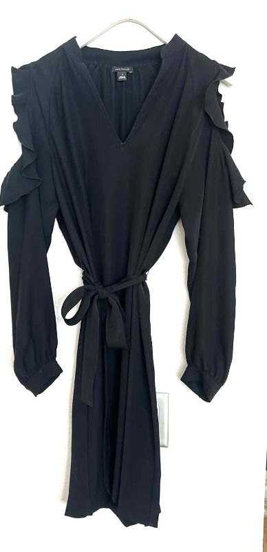 Photo 1 of ANN TAYLOR FLUTTER SLEEVE BLACK DRESS SIZE S