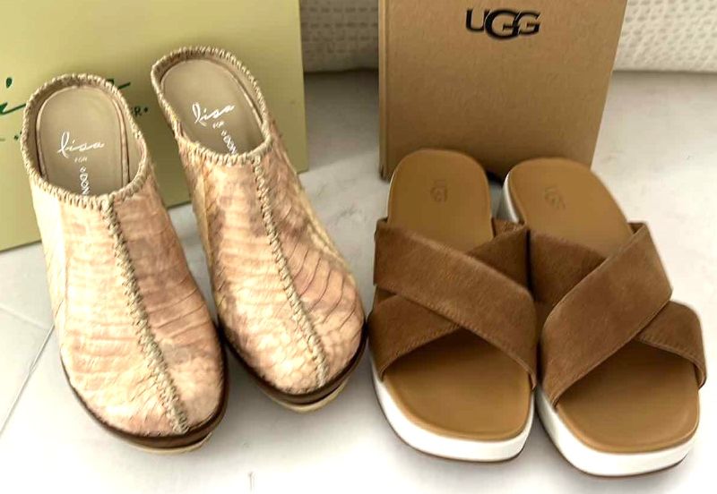 Photo 1 of 2 PAIR WOMENS SHOES UGG EMILY SIZE 7 LISA ROSE SNAKE PRINT SIZE 7