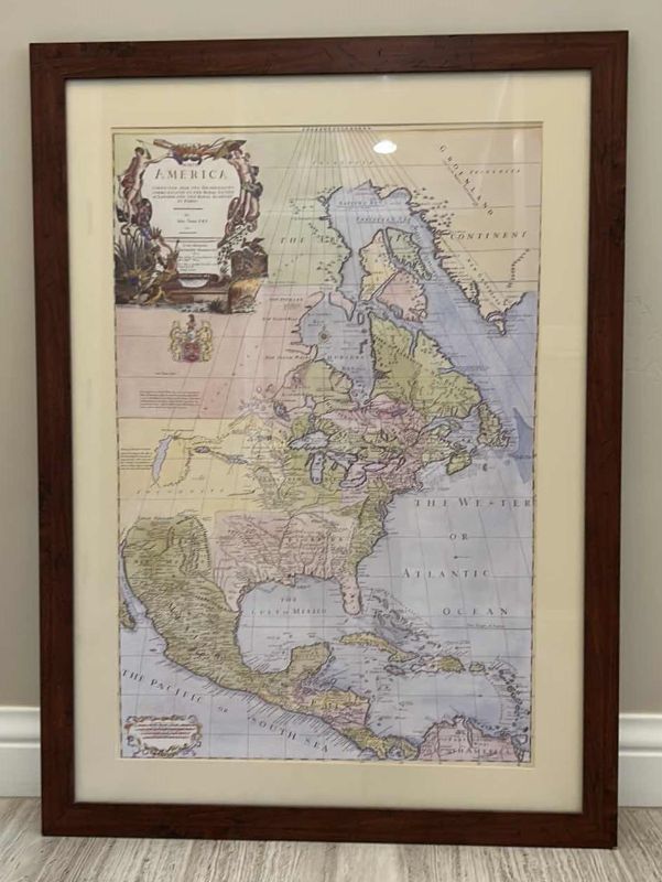 Photo 1 of WALL DECOR - MAP OF NORTH AMERICA FRAMED ARTWORK 30 1/4” x 41 1/4”