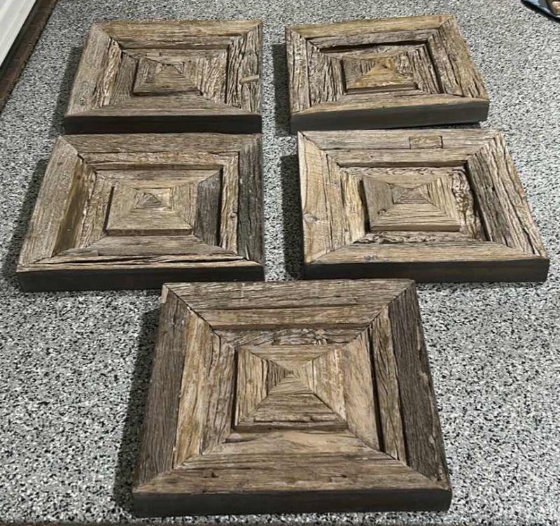 Photo 2 of 5 HEAVY RUSTIC WOOD WALL DECOR (EACH SQUARE IS SOLID WOOD 2’ x 2’ x 3” THICK