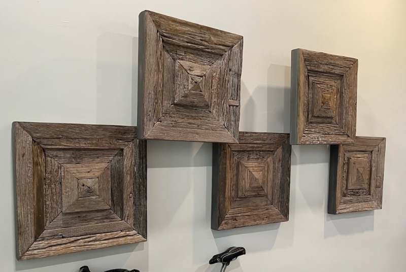 Photo 1 of 5 HEAVY RUSTIC WOOD WALL DECOR (EACH SQUARE IS SOLID WOOD 2’ x 2’ x 3” THICK