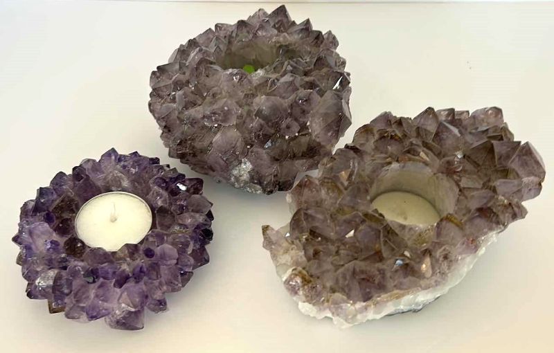 Photo 1 of 3  AMETHYST CANDLE HOLDERS