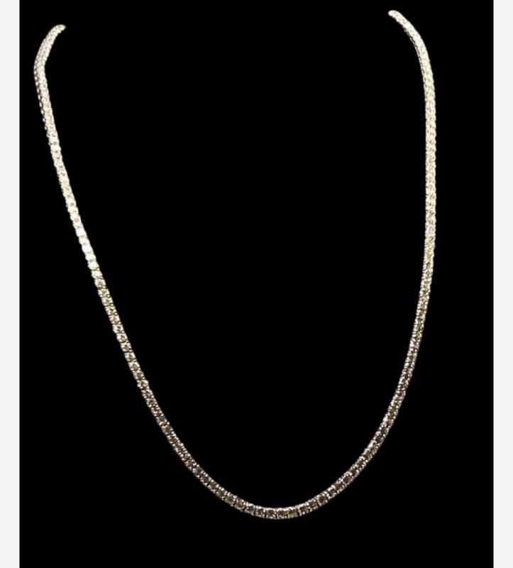 Photo 1 of 14K WHITE GOLD 17cwt DIAMOND TENNIS NECKLACE 24” 31 TTL G #3
