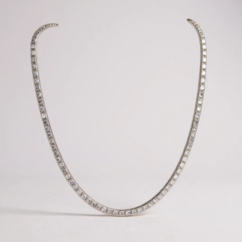 Photo 1 of 14K WHITE GOLD 17cwt DIAMOND TENNIS NECKLACE 24” 31 TTL G #3