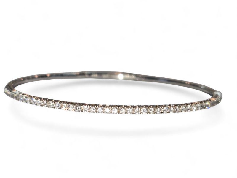 Photo 1 of 14K WHITE GOLD 1cwt DIAMOND FLEX BANGLE BRACELET 5.4 TTL G #2