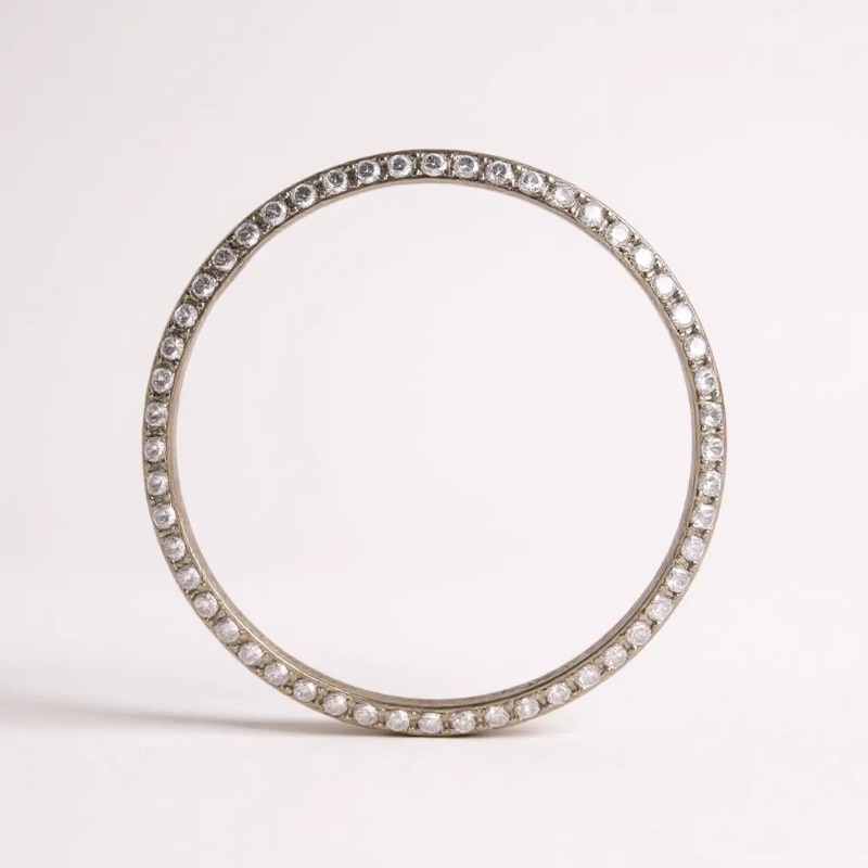 Photo 1 of 14K WHITE GOLD 1cwt DIAMOND FLEX BANGLE BRACELET 5.4 TTL G #2