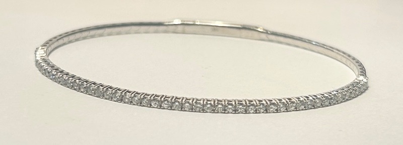 Photo 1 of 14K WHITE GOLD 1cwt DIAMOND FLEX BANGLE BRACELET 5.4 TTL G #2