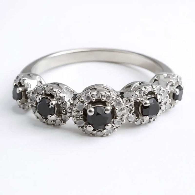 Photo 1 of 10K WHITE GOLD WITH .050ctw DIAMOND & 0.50ctw SAPPHIRE TTL3G RING SIZE 7  #34