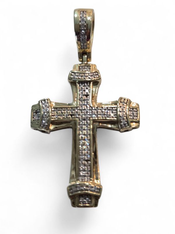 Photo 1 of 10K YELLOW GOLD 0.25ctw DIAMOND CROSS PENDANT 3.6G OVERALL SIZE 1 1/2” #38