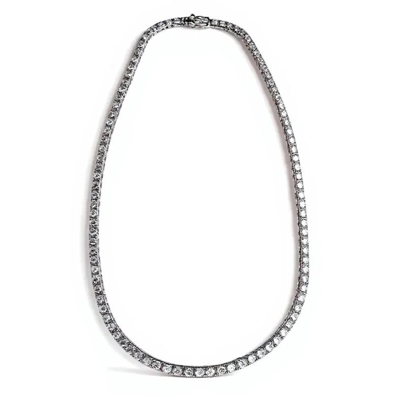Photo 1 of 14K WHITE GOLD W 4 ctw DIAMOND TENNIS NECKLACE 15 TTL G SIZE 16 1/2”  #4