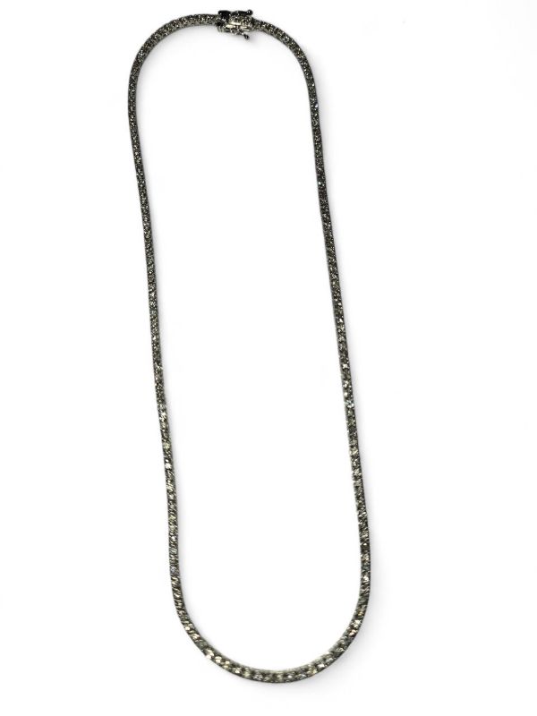 Photo 1 of 14K WHITE GOLD w 4ctw DIAMOND TENNIS NECKLACE 15 TTL G SIZE 16 1/2”  #4