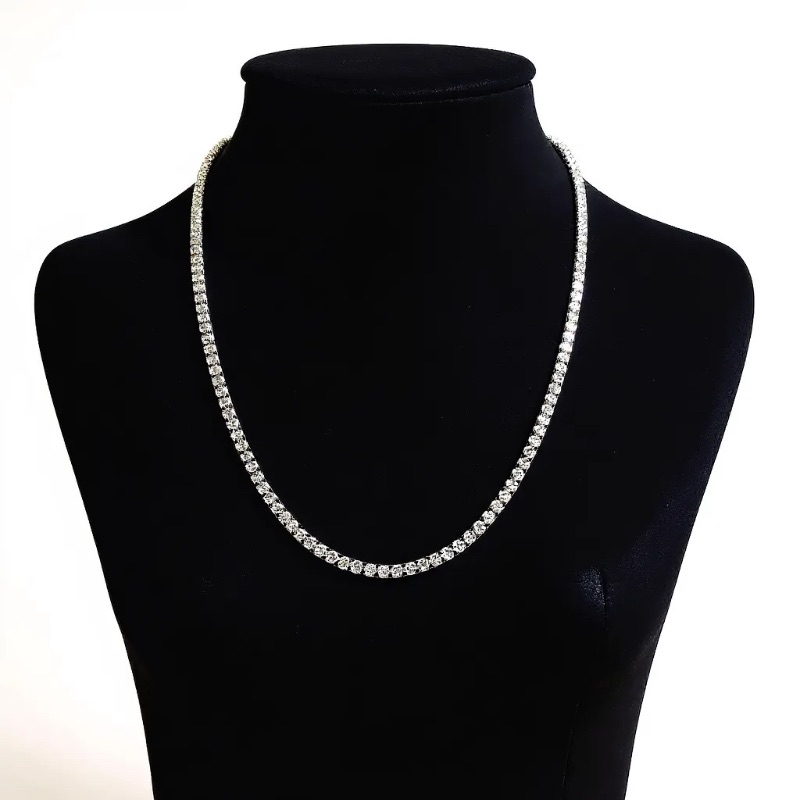 Photo 1 of 14K WHITE GOLD W 4 ctw DIAMOND TENNIS NECKLACE 15 TTL G SIZE 16 1/2”  #4