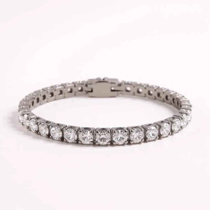 Photo 1 of 14K WHITE GOLD. W 7.5cwt DIAMOND 7" TENNIS BRACELET 12.5 TTL G  #5 