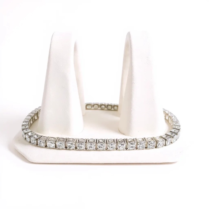Photo 1 of 14K WHITE GOLD. W 7.5cwt DIAMOND 7" TENNIS BRACELET 12.5 TTL G  #5 