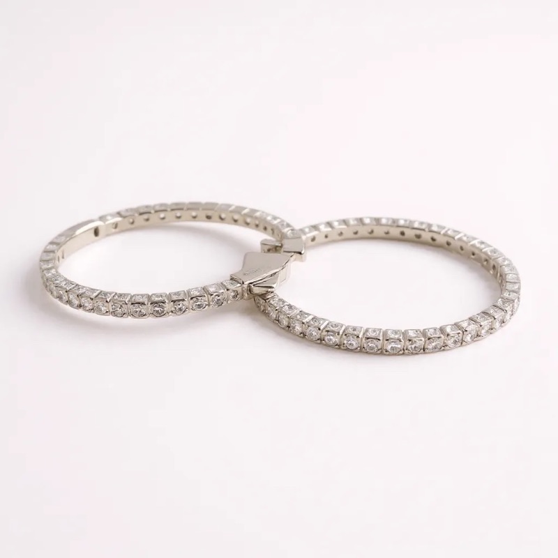 Photo 1 of 14K WHITE GOLD w 2.7cwt DIAMOND HOOP EARRINGS 7.5 TTL G #1