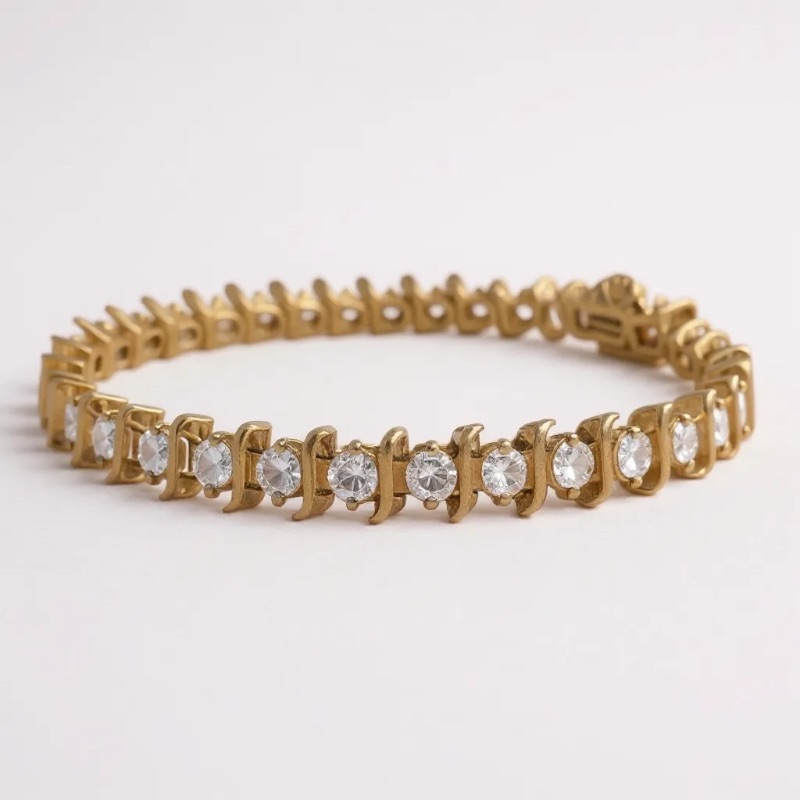 Photo 1 of 14K YELLOW GOLD w 5.25cwt DIAMONDS TENNIS BRACELET 16 TTL G   LENGTH 7”  #11