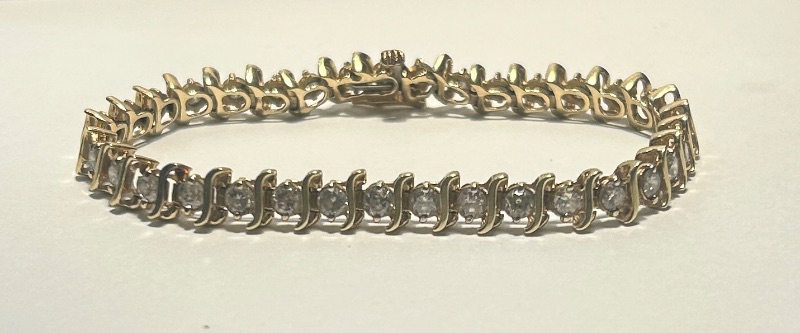 Photo 1 of 14K YELLOW GOLD w 5.25cwt DIAMONDS TENNIS BRACELET 16 TTL G LENGTH 7” #11