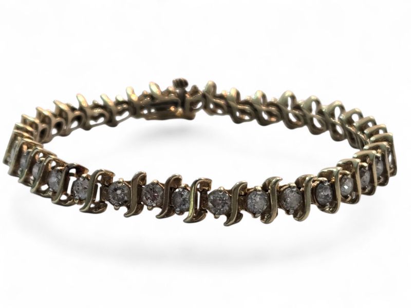 Photo 1 of 14K YELLOW GOLD w 5.25cwt DIAMONDS TENNIS BRACELET 16 TTL G LENGTH 7” #11