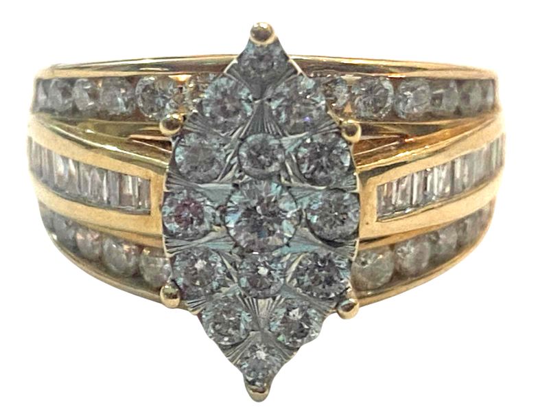 Photo 1 of 14K YELLOW GOLD 1.5 cwt DIAMOND RING 8G SIZE 7 #22