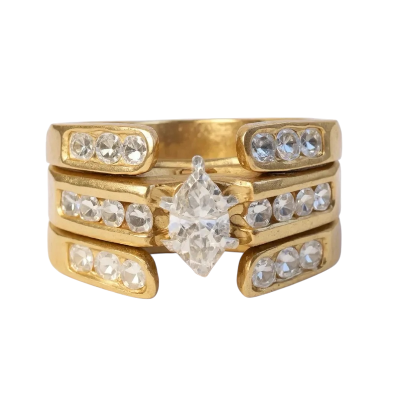 Photo 1 of 14K YELLOW GOLD 2cwt MARQUEE DIAMOND RING 8G SIZE 6 #21