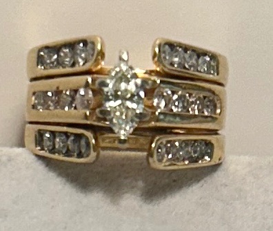 Photo 1 of 14K YELLOW GOLD 2cwt MARQUEE DIAMOND RING 8G SIZE 6 #21