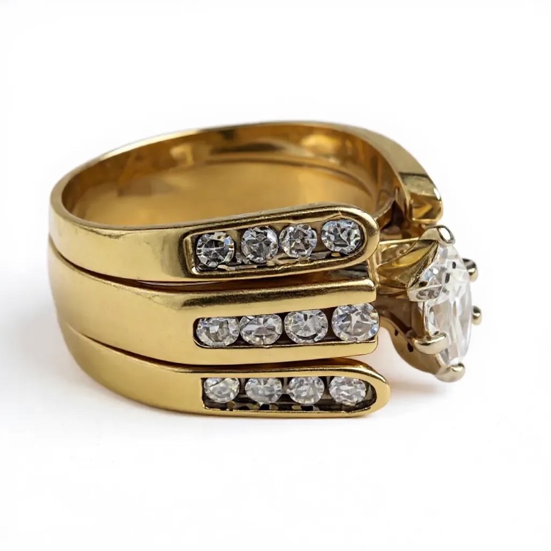 Photo 1 of 14K YELLOW GOLD 2cwt MARQUEE DIAMOND RING 8G SIZE 6 #21