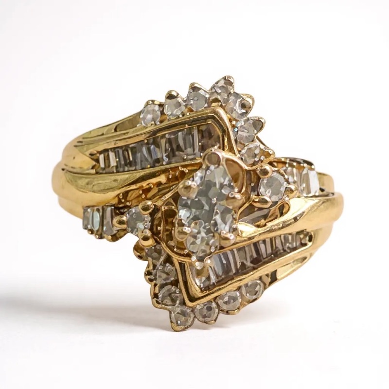 Photo 1 of 14K YELLOW GOLD w 1cwt DIAMOND RING 7.5G SIZE 6 #8
