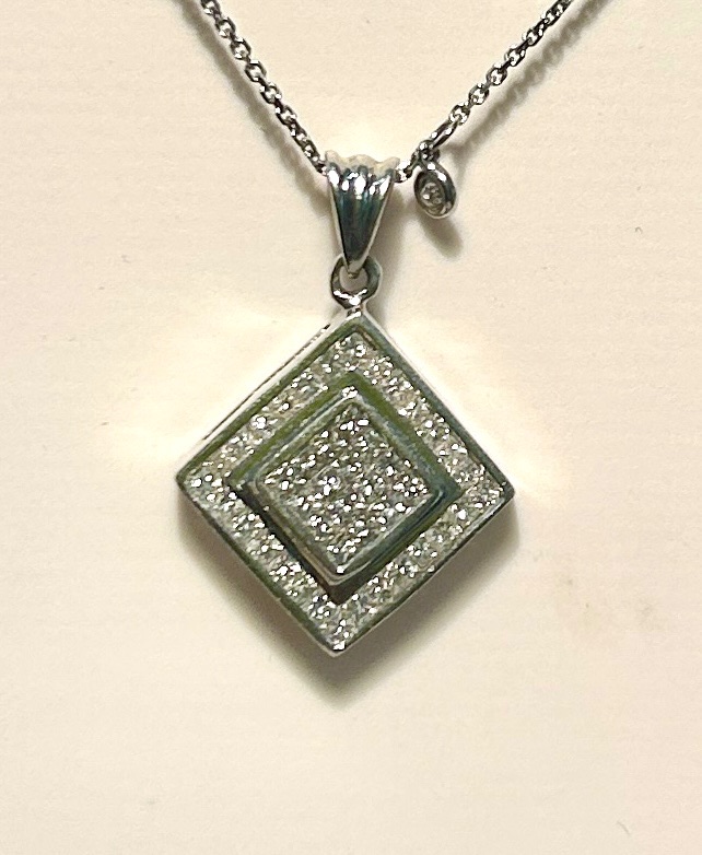 Photo 1 of 14K WHITE GOLD w 1.5cwt DIAMOND NECKLACE 6.5 TTL G CHAIN LENGTH 17” #15