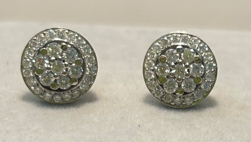 Photo 1 of 12K WHITE GOLD w 2cwt DIAMOND JACKET EARRINGS 6.5 TTL G #14