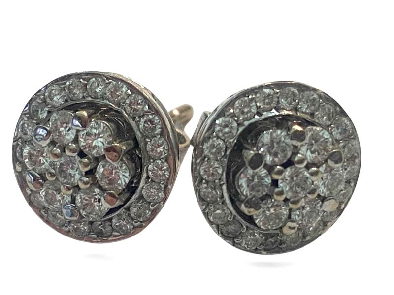 Photo 1 of 12K WHITE GOLD w 2cwt DIAMOND JACKET EARRINGS 6.5 TTL G #14