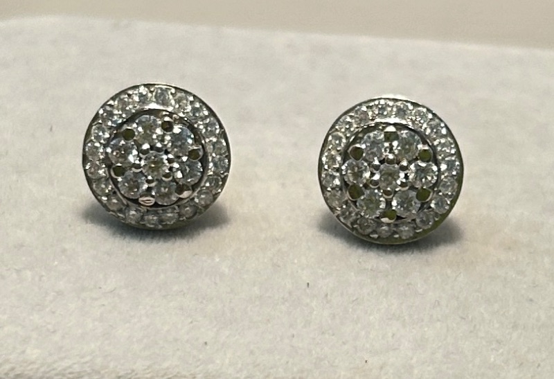 Photo 1 of 12K WHITE GOLD w 2cwt DIAMOND JACKET EARRINGS 6.5 TTL G #14