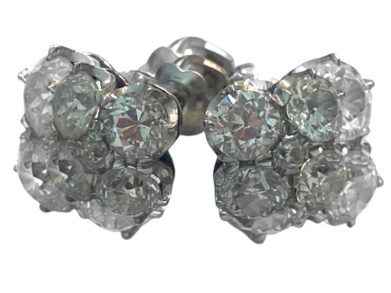 Photo 1 of 14K WHITE GOLD 1cwt DIAMOND EARRINGS 2.9G #27