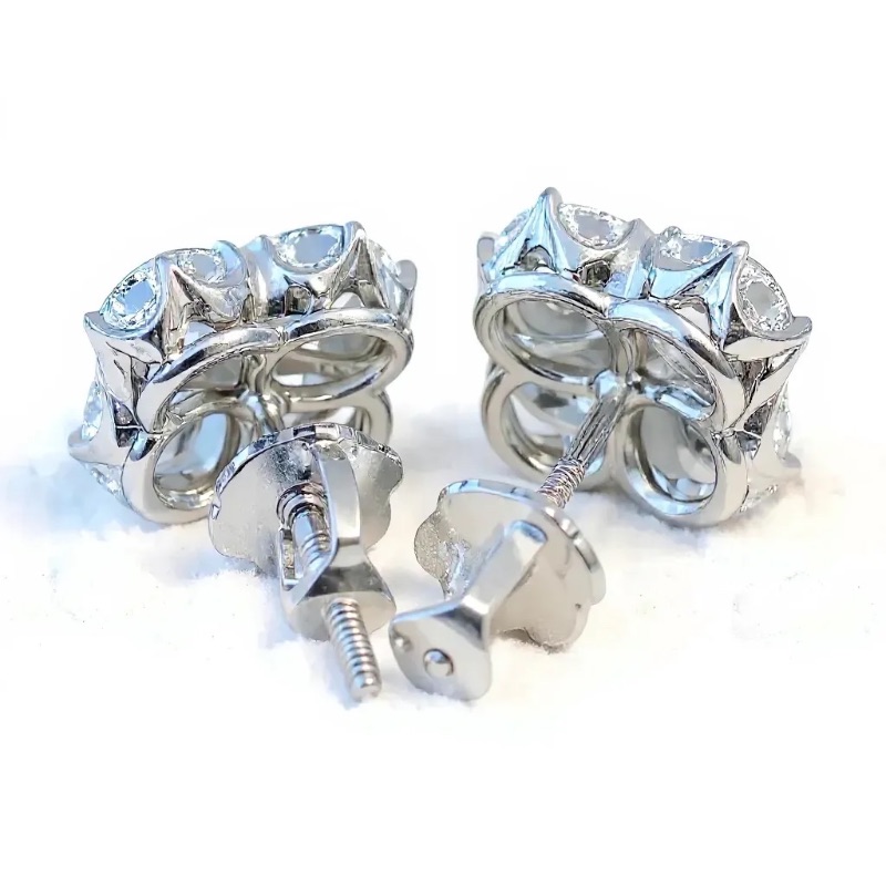 Photo 1 of 14K WHITE GOLD 1cwt DIAMOND EARRINGS 2.9G #27