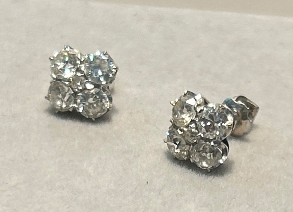 Photo 1 of 14K WHITE GOLD 1cwt DIAMOND EARRINGS 2.9G #27