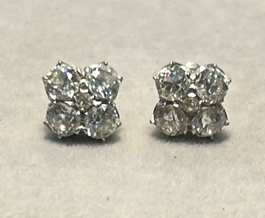 Photo 1 of 14K WHITE GOLD 1cwt DIAMOND EARRINGS 2.9G #27