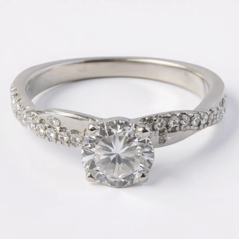 Photo 1 of 14K WHITE GOLD 0.75cwt DIAMOND RING 2.6G SIZE 6 3/4 #25