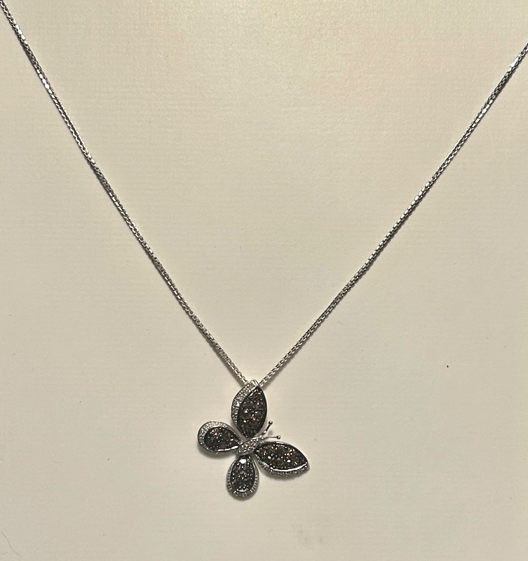 Photo 1 of 14K WHITE GOLD w 1cwt CHOCOLATE DIAMOND NECKLACE 6 G CHAIN 17”  #29