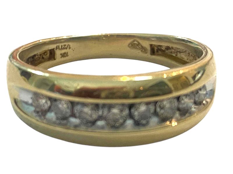 Photo 1 of 10K YELLOW GOLD BAND w 1cwt DIAMONDS 4G SIZE 10 1/2 #42