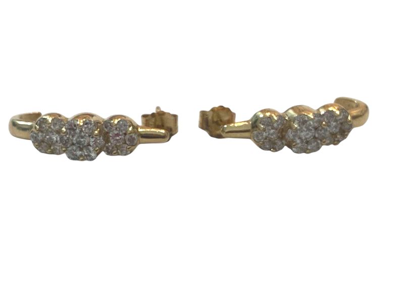 Photo 1 of 14K YELLOW GOLD 1cwt DIAMOND EARRINGS 3.6 TTL G #12