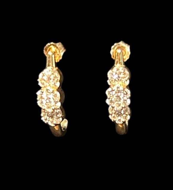 Photo 1 of 14K YELLOW GOLD 1cwt DIAMOND EARRINGS 3.6 TTL G #12