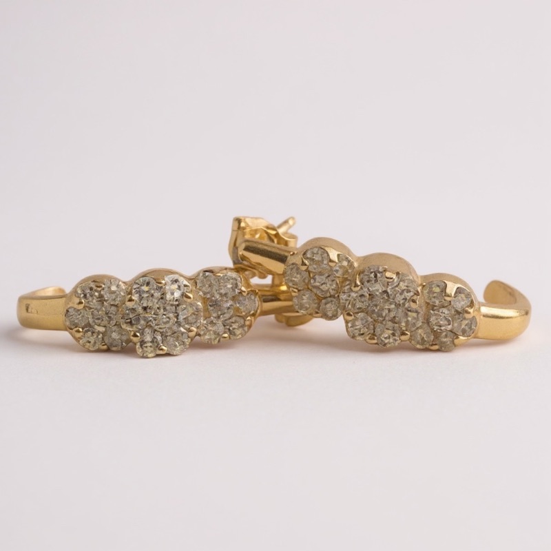 Photo 1 of 14K YELLOW GOLD 1cwt DIAMOND EARRINGS 3.6 TTL G #12