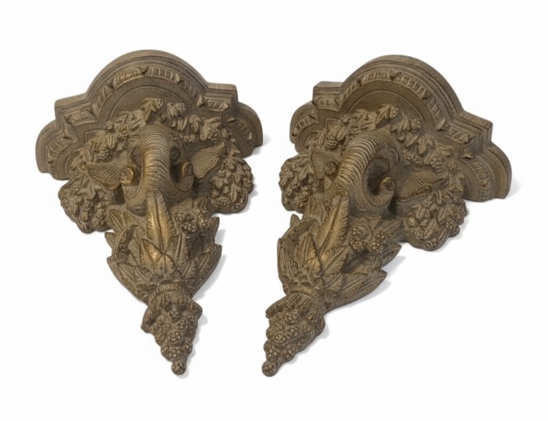 Photo 1 of 2 / CERAMIC ELEPHANTS WALL SCULPTURES H9”