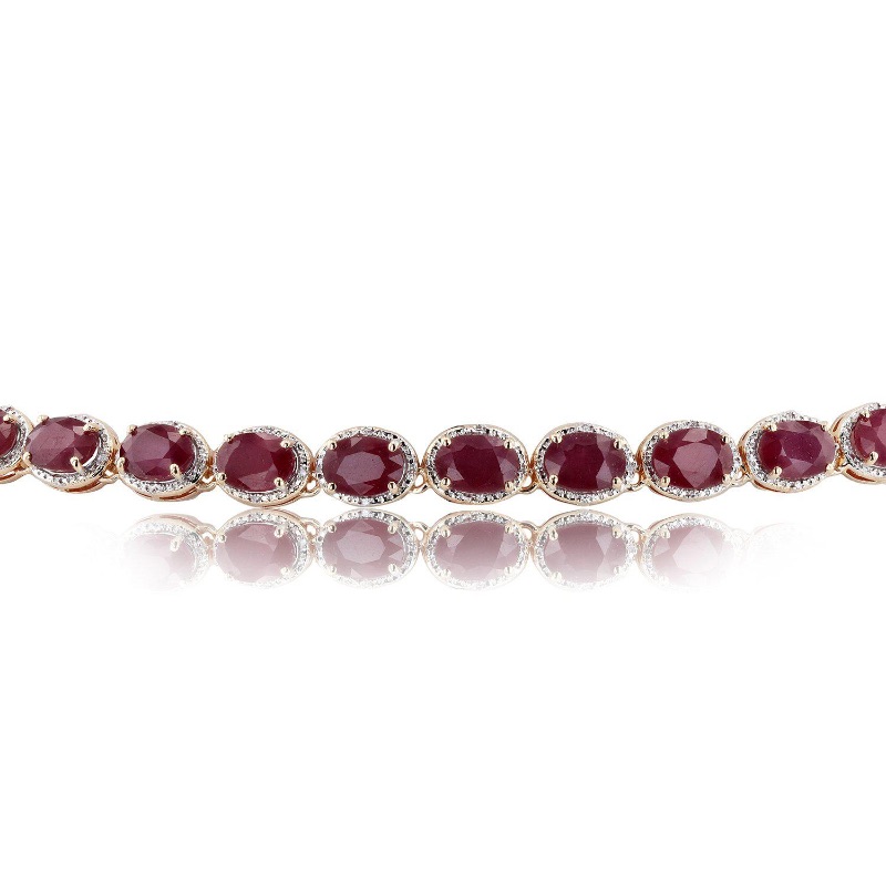 Photo 3 of Yellow Gold Layered 925 Silver 52.10cts Ruby &0.35cts Diamond Necklace   S31296