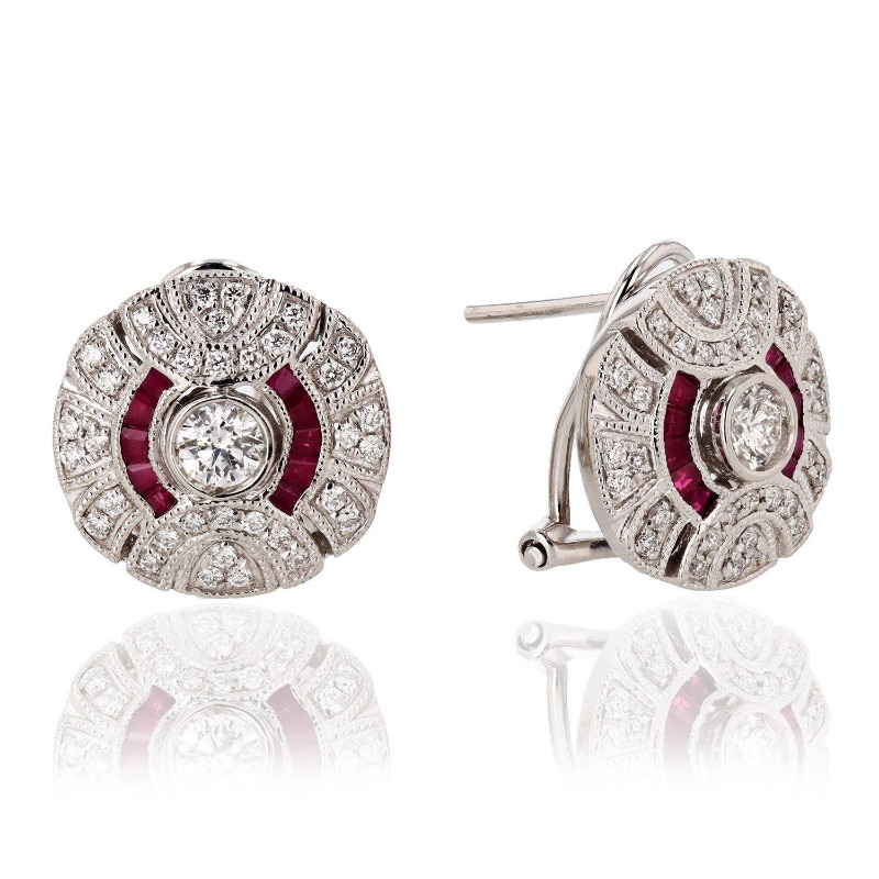 Photo 1 of Platinum .55ctw Ruby and .65 Diamond Earrings W MSRP Appraisal   ER005863